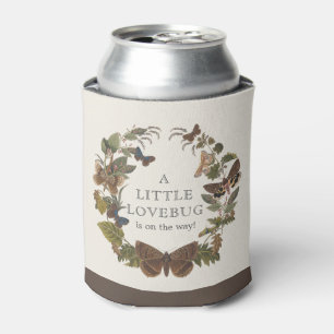 Vintage Woodland Botanical Lovebug Baby Shower Can Cooler