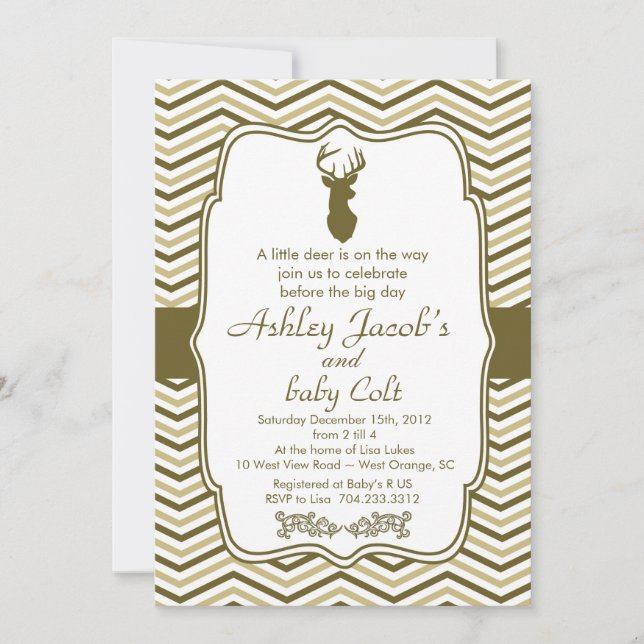 Vintage Woodland Buck Baby  Baby Shower Invitation (Front)