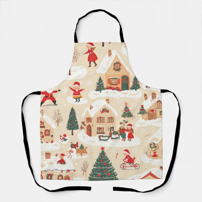 Vintage Woodland Christmas Pattern (19) Apron (Front)
