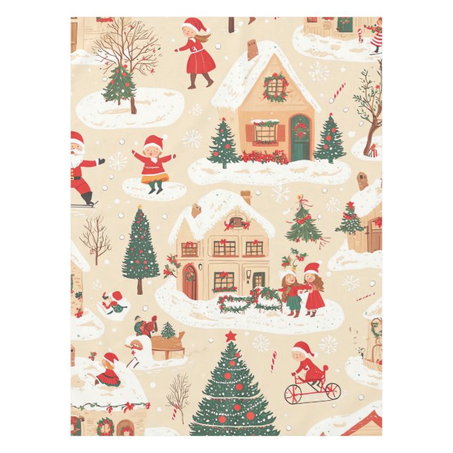 Vintage Woodland Christmas Pattern (19) Tablecloth (Front)