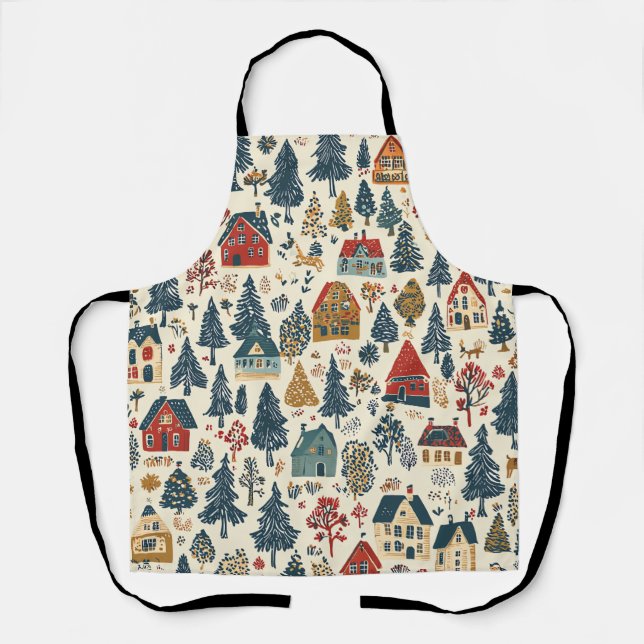 Vintage Woodland Christmas Pattern (20) Apron (Front)