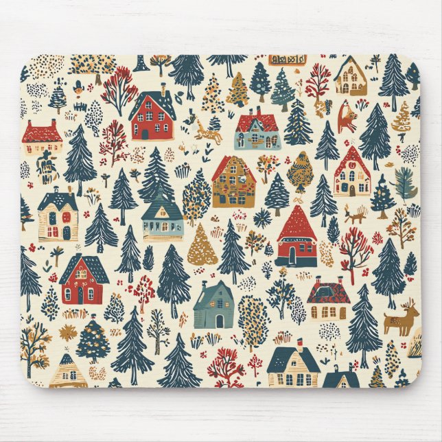 Vintage Woodland Christmas Pattern (20) Mouse Pad (Front)