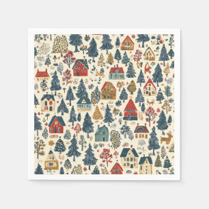 Vintage Woodland Christmas Pattern (20) Napkin