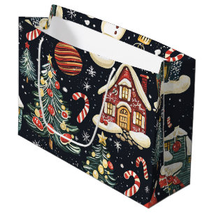 Vintage Woodland Christmas Pattern (5) Large Gift Bag
