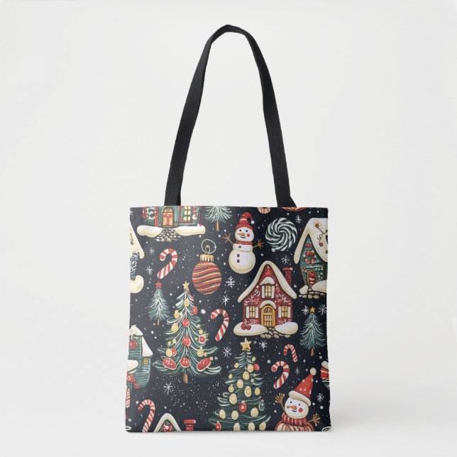 Vintage Woodland Christmas Pattern (5) Tote Bag (Front)