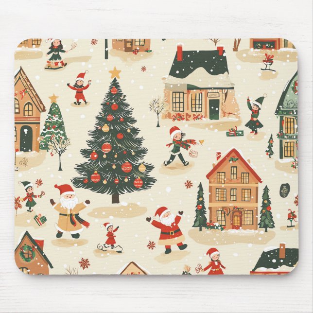Vintage Woodland Christmas Pattern (8) Mouse Pad (Front)