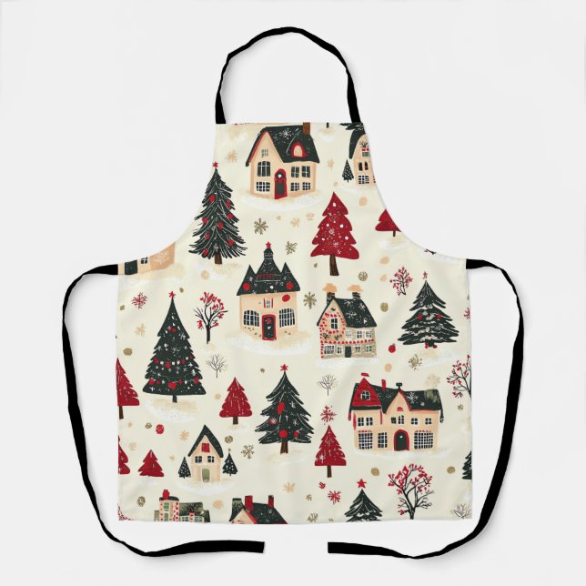 Vintage Woodland Christmas Pattern (9) Apron (Front)