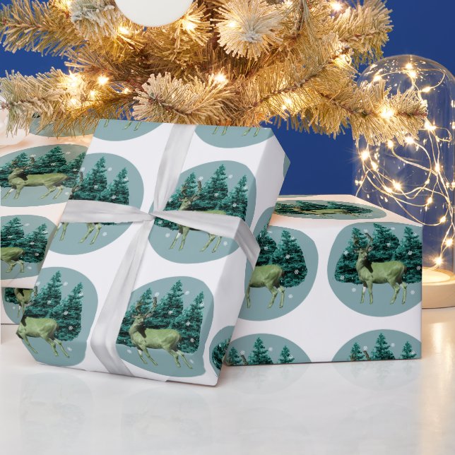 Vintage Woodland Deer Forest Wrapping Paper (Holidays)