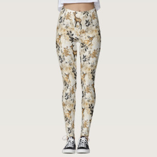 Vintage Woodland Deer Pattern Leggings
