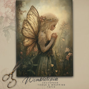 Vintage Woodland Fairy with Crown Decoupage  Tissue Paper