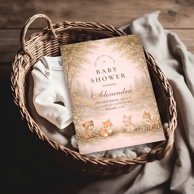Vintage Woodland Forest Animals Baby Shower Invitation (Creator Uploaded)