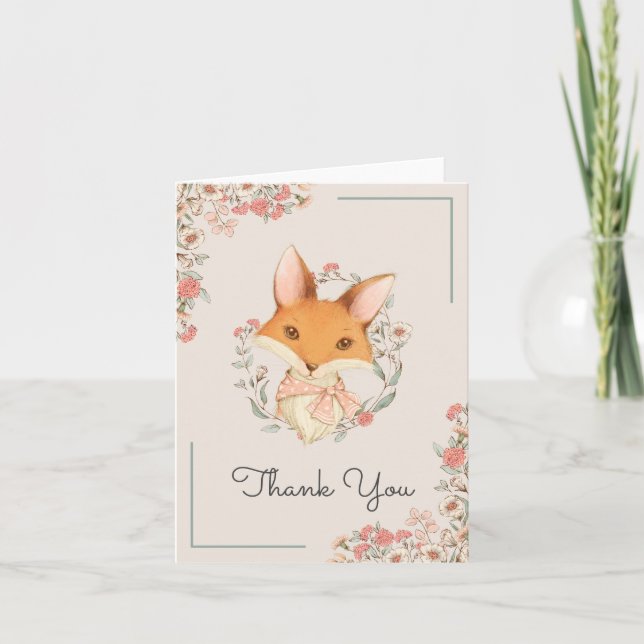 Vintage Woodland Fox Illustration Thank You (Front)