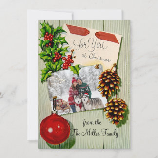 Vintage Woodland Holiday Photo Card