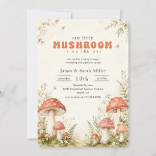 Vintage Woodland Mushroom Baby Shower Invitation