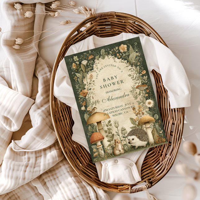 Vintage Woodland Mushroom Baby Shower Invitation (Creator Uploaded)