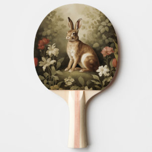 Vintage Woodland Rabbit in a Floral Forest Ping Pong Paddle