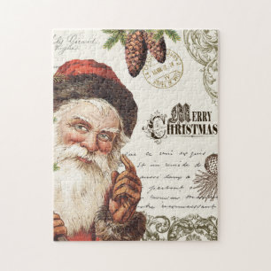 vintage woodland Santa Jigsaw Puzzle