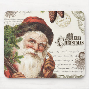 vintage woodland Santa Mouse Pad