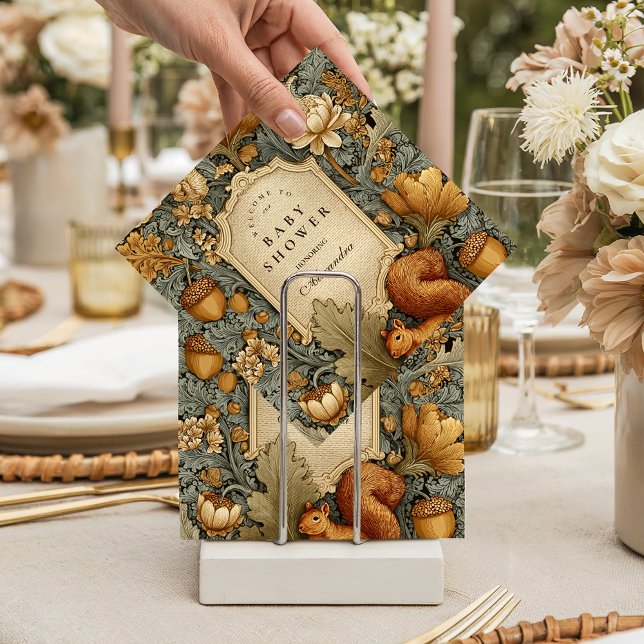 Vintage Woodland Squirrel Floral Baby Shower Napkin (Creator Uploaded)