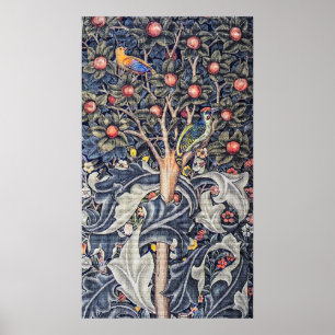 Vintage Woodpecker Floral Tapestry William Morris Poster