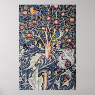 Vintage Woodpecker Floral Tapestry William Morris Poster