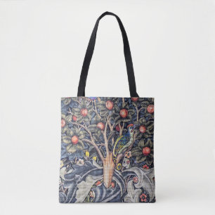Vintage Woodpecker Floral Tapestry William Morris Tote Bag