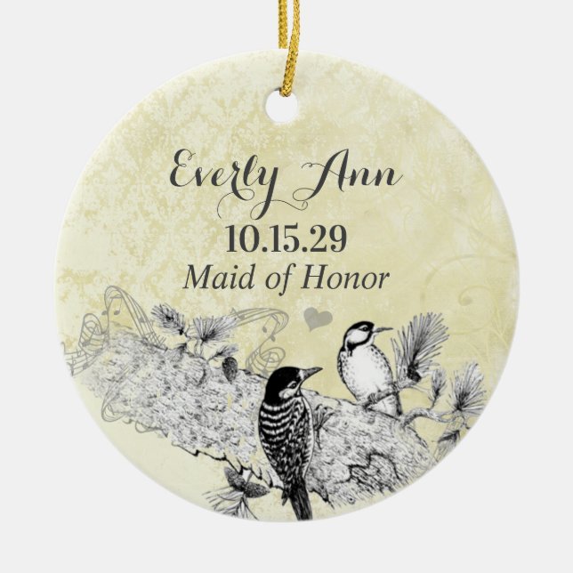 Vintage Woodpeckers Maid of Honour Ornament (Front)