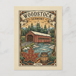 Vintage Woodstock Vermont Travel Postcard