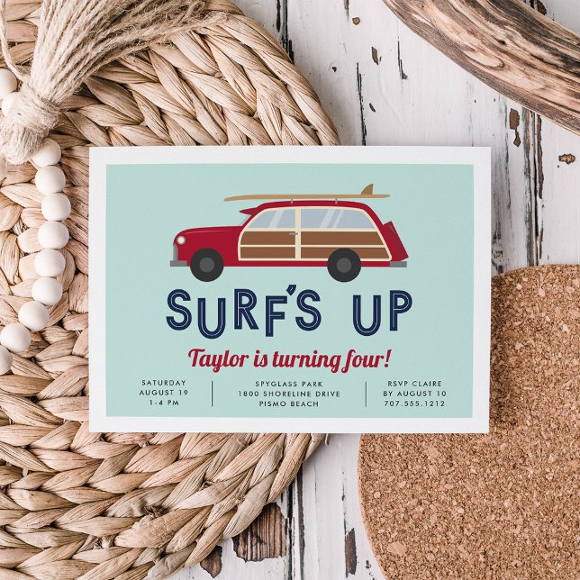 Vintage Woody Car Birthday Party Invitation (Creator Uploaded)