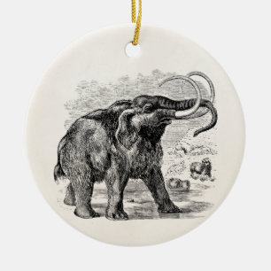 Vintage Woolly Mammoth Personalised Extinct Animal Ceramic Tree Decoration