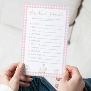 Vintage Word Scramble Game Goose Baby Shower Flyer