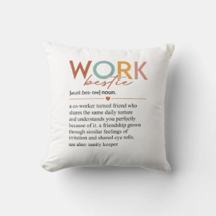 Vintage Work Bestie Definition Teachers Nurses Bos Cushion