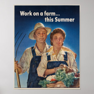 Vintage Work on a farm poster