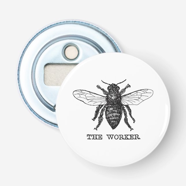 Vintage Worker Bee Illustration Art Bottle Opener (Front)