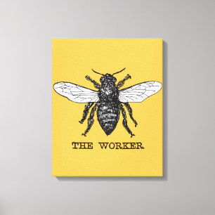 Vintage Worker Bee Illustration Art Canvas Print