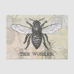 Vintage Worker Bee Illustration Art Tissue Paper