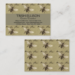 Vintage Worker Bee Insect Illustration Antique Business Card