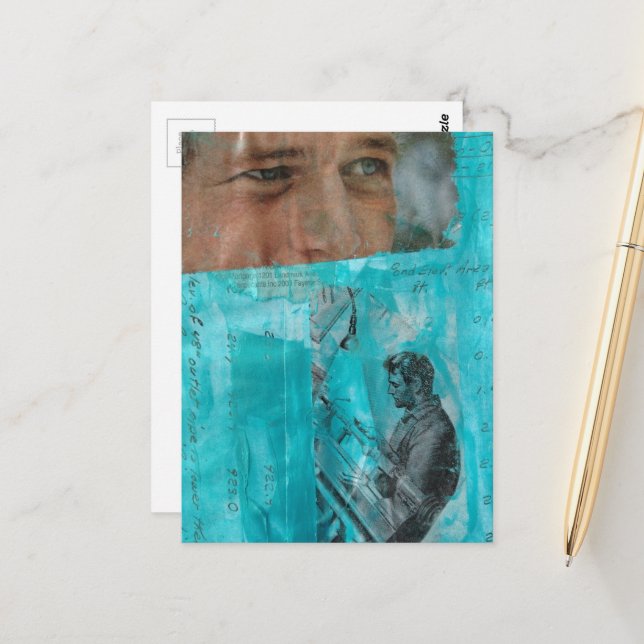 Vintage Working Men Black White Blue  Postcard (Front/Back In Situ)