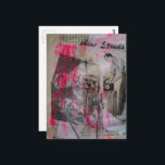 Vintage Working Men Hot Pink Postcard<br><div class="desc">A random collage of vintage textbook papers and a vintage woodworking images from a book from 1950 and some smears of hot pink paints</div>