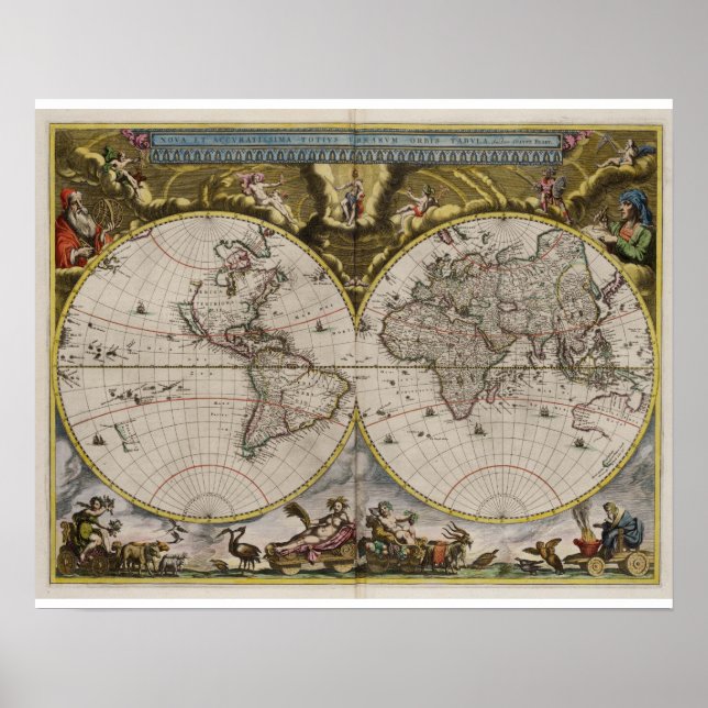 Vintage World Map (1664) Poster (Front)