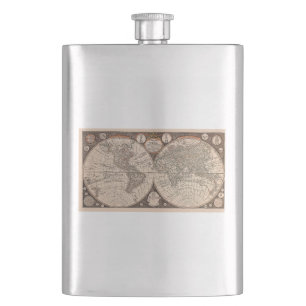 Vintage World Map (1766) Hip Flask