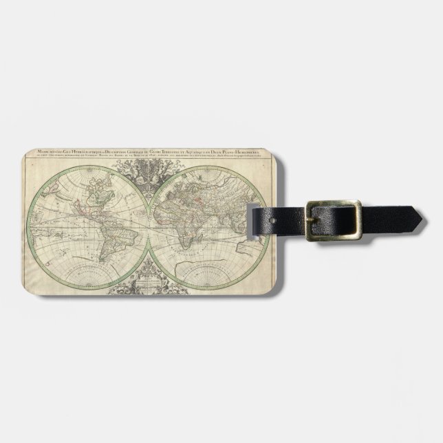 Vintage World Map 17th century Luggage Tag (Front Horizontal)