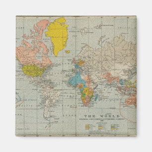Vintage World Map 1910 Magnet