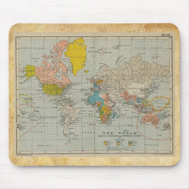 Vintage World Map 1910 Mouse Pad (Front)