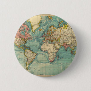 Vintage World Map 6 Cm Round Badge