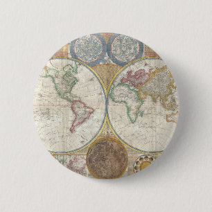 Vintage WORLD MAP 6 Cm Round Badge