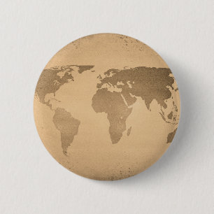 Vintage world map 6 cm round badge