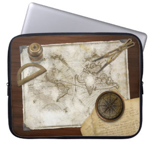 Vintage World Map And Tools Laptop Sleeve