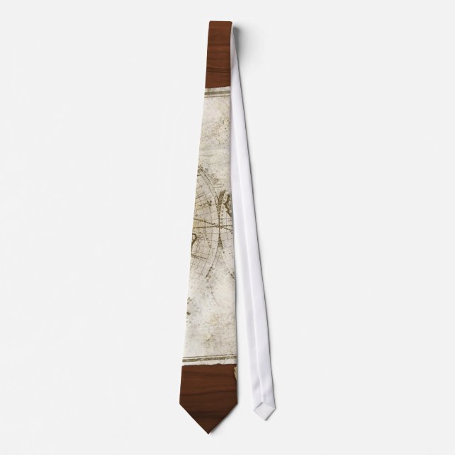 Vintage World Map And Tools Tie (Front)