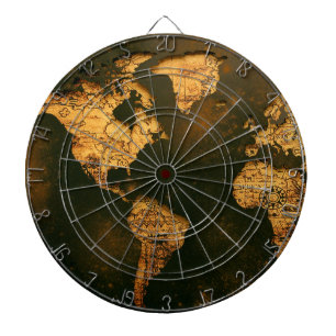 Vintage World Map Antique Cartography Art Dartboard